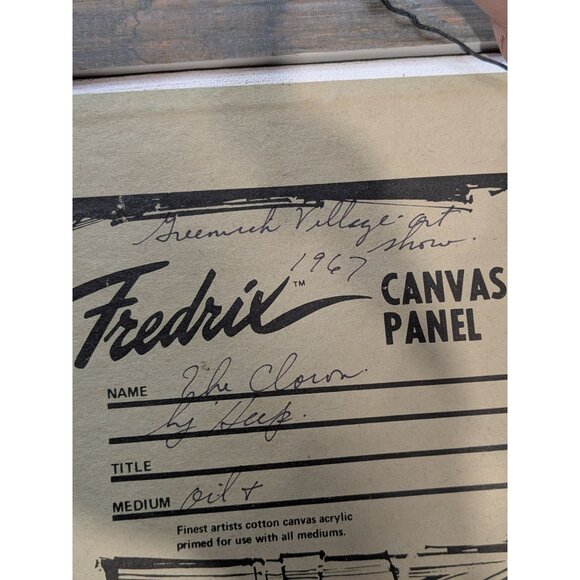 Oil Painting "The Clown" Heep Rustic Wood Frame Greenwich Village 1967 moody sad - Picture 16 of 16